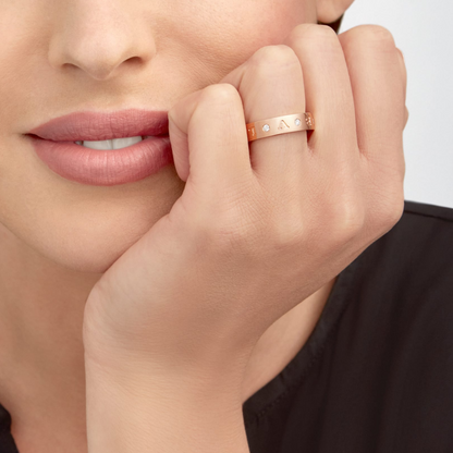 [CharmAmor]ZERO 1 ESSENTIAL PINK GOLD BAND WITH DIAMONDS RING