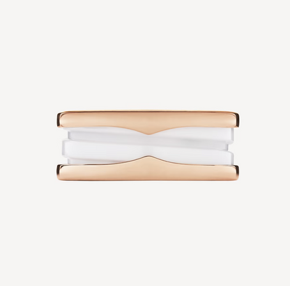 [CharmAmor]ZERO 1 TWO-BAND LOOPS AND WHITE CERAMIC SPIRAL PINK GOLD RING