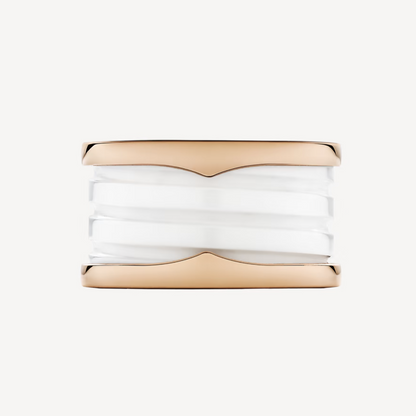 [CharmAmor]ZERO 1 FOUR-BAND LOOPS AND WHITE CERAMIC SPIRAL PINK GOLD RING