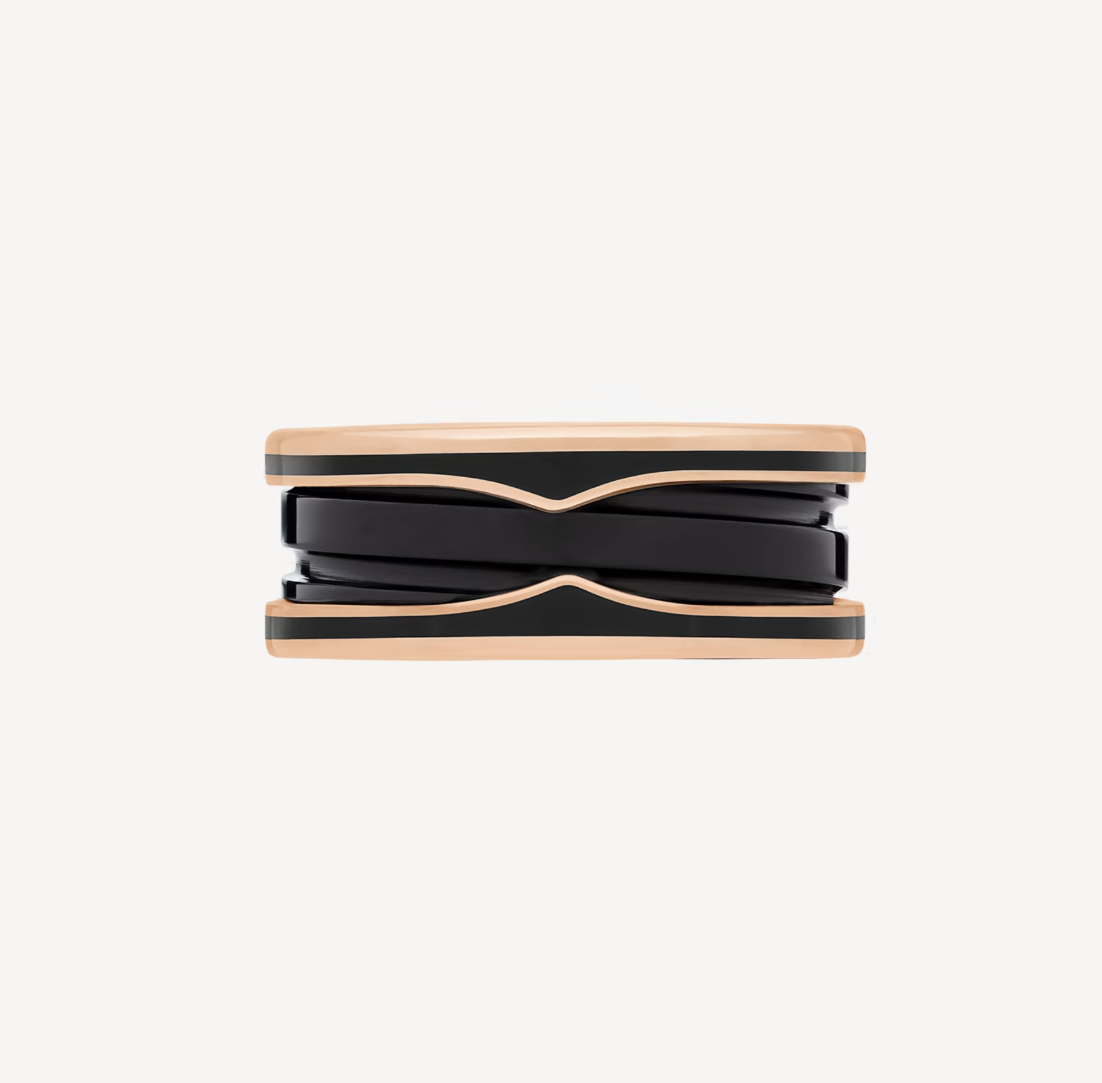 [CharmAmor]ZERO 1 TWO-BAND WITH MATTE BLACK CERAMIC PINK GOLD RING