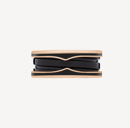[CharmAmor]ZERO 1 TWO-BAND WITH MATTE BLACK CERAMIC PINK GOLD RING