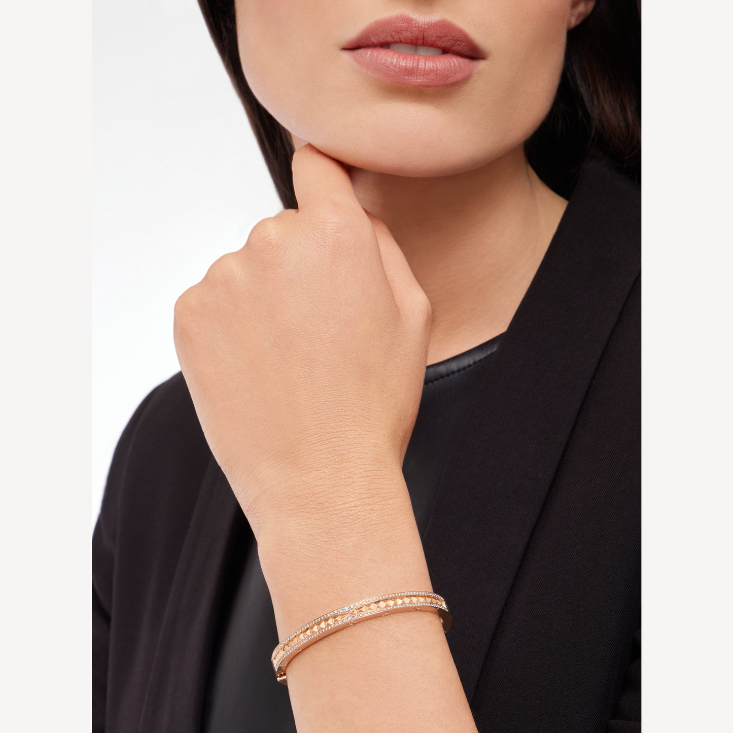 [CharmAmor]ZERO 1 SPIRAL AND PAVED DIAMOND PINK GOLD BRACELET