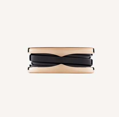 [CharmAmor]ZERO 1 TWO-BAND LOOPS AND BLACK CERAMIC PINK GOLD RING