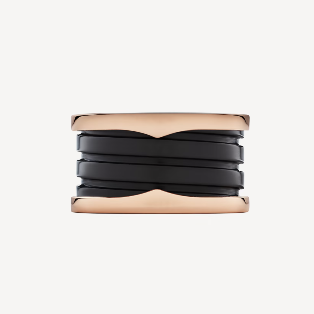 [CharmAmor]ZERO 1 FOUR-BAND LOOPS AND BLACK CERAMIC SPIRAL PINK GOLD RING