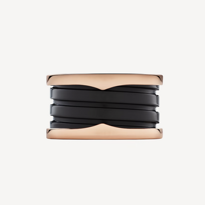 [CharmAmor]ZERO 1 FOUR-BAND LOOPS AND BLACK CERAMIC SPIRAL PINK GOLD RING