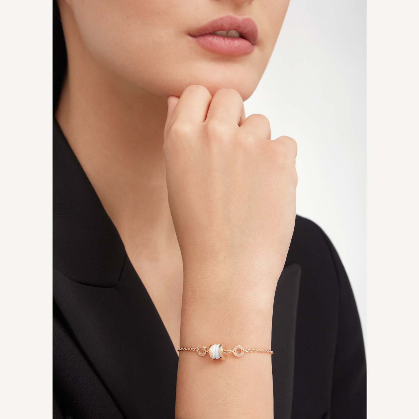 [CharmAmor]ZERO 1 SOFT PINK GOLD AND WHITE CERAMIC BRACELET