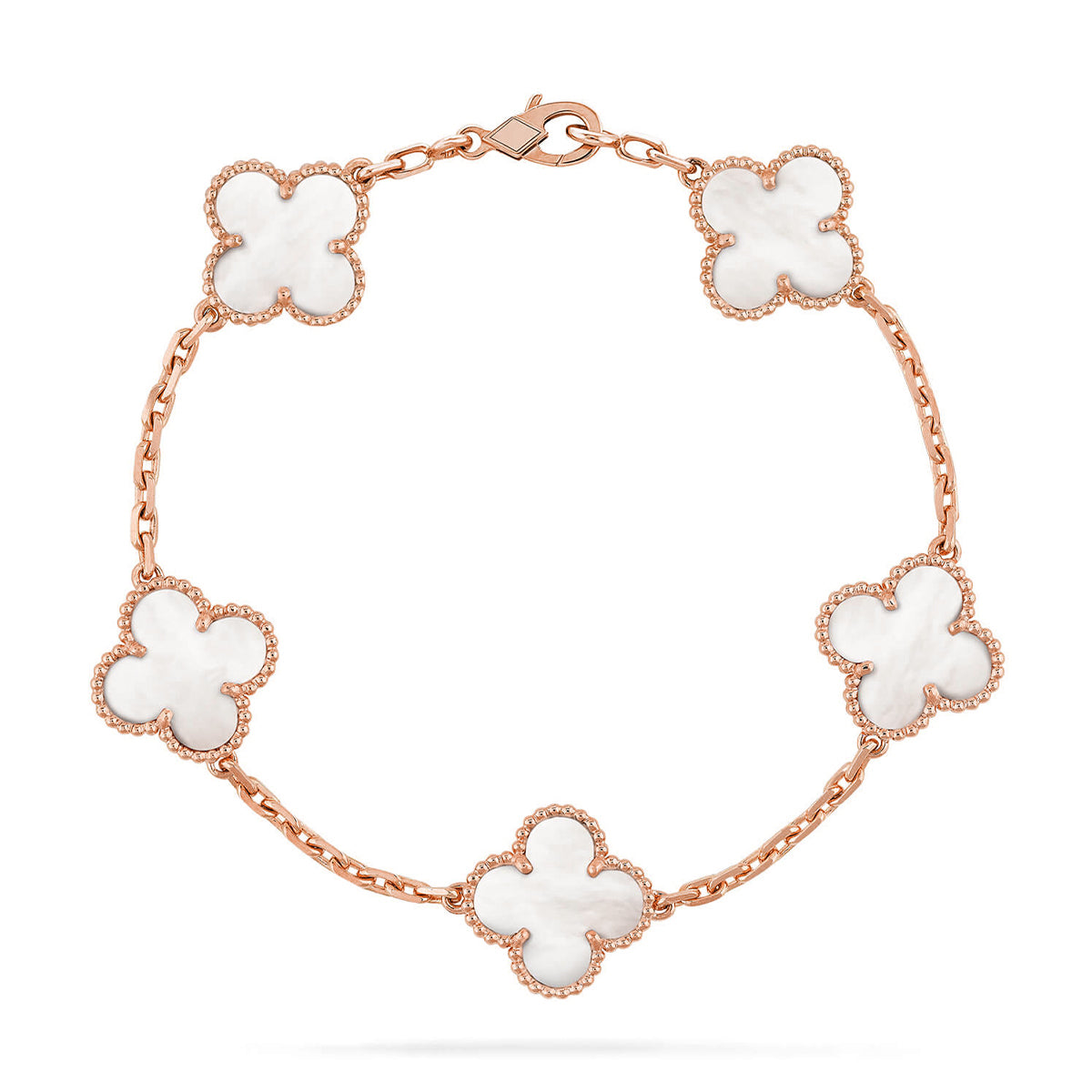 [CharmAmor] CLOVER WHITE PEARL MOP 5 MOTIF BRACELET COLLECTION