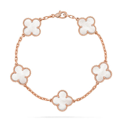 [CharmAmor] CLOVER WHITE PEARL MOP 5 MOTIF BRACELET COLLECTION