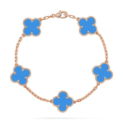[CharmAmor] CLOVER 5 MOTIF BLUE AGATE BRACELET COLLECTION
