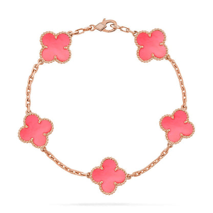 [CharmAmor] CLOVER 5 MOTIFS  PINK MOP BRACELET COLLECTION