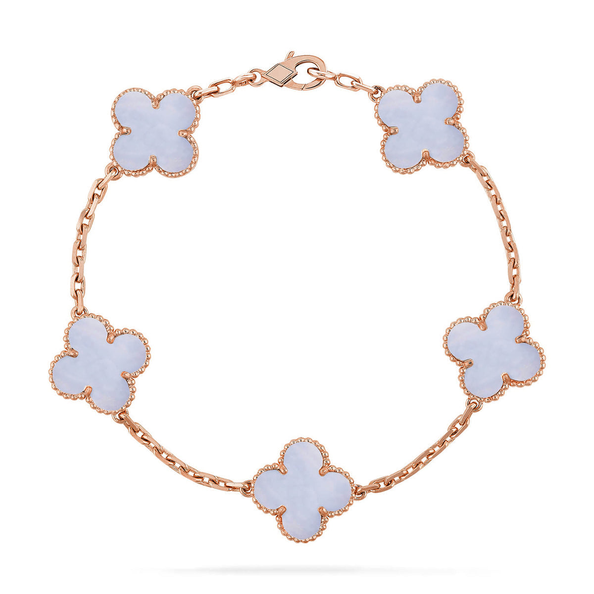 [CharmAmor] CLOVER 5 MOTIF PURPLE CHALCEDONY BRACELET COLLECTION