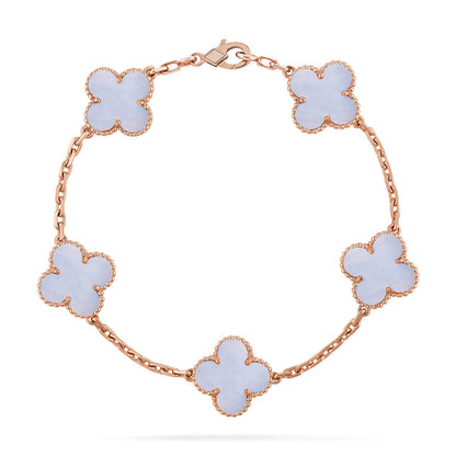 [CharmAmor] CLOVER 5 MOTIF PURPLE CHALCEDONY BRACELET COLLECTION