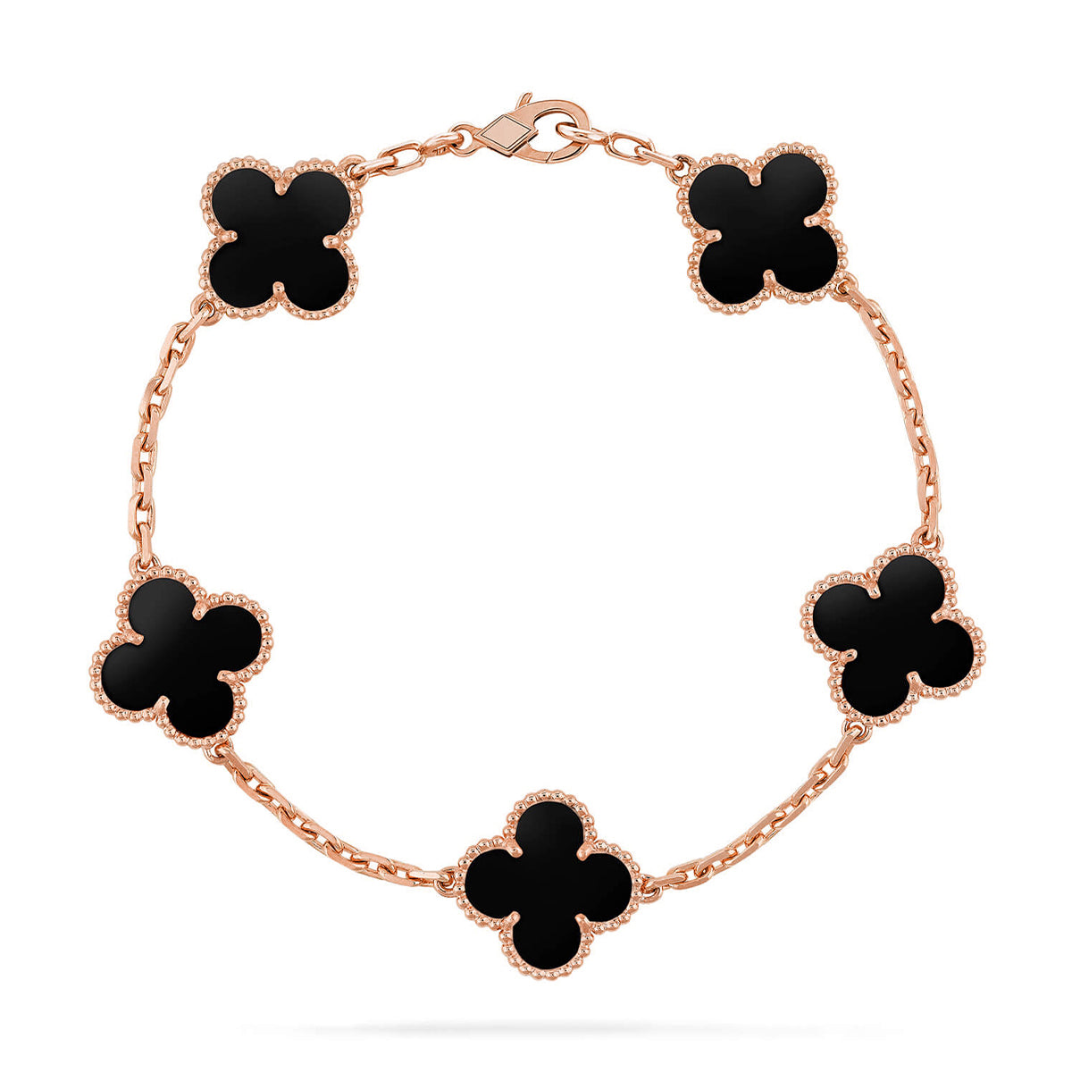 [CharmAmor] CLOVER 5 MOTIF ONYXS BRACELET COLLECTION