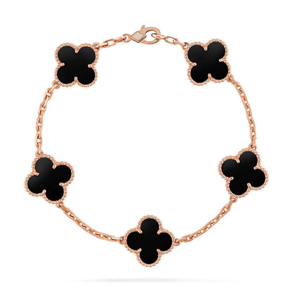 [CharmAmor] CLOVER 5 MOTIF ONYXS BRACELET COLLECTION