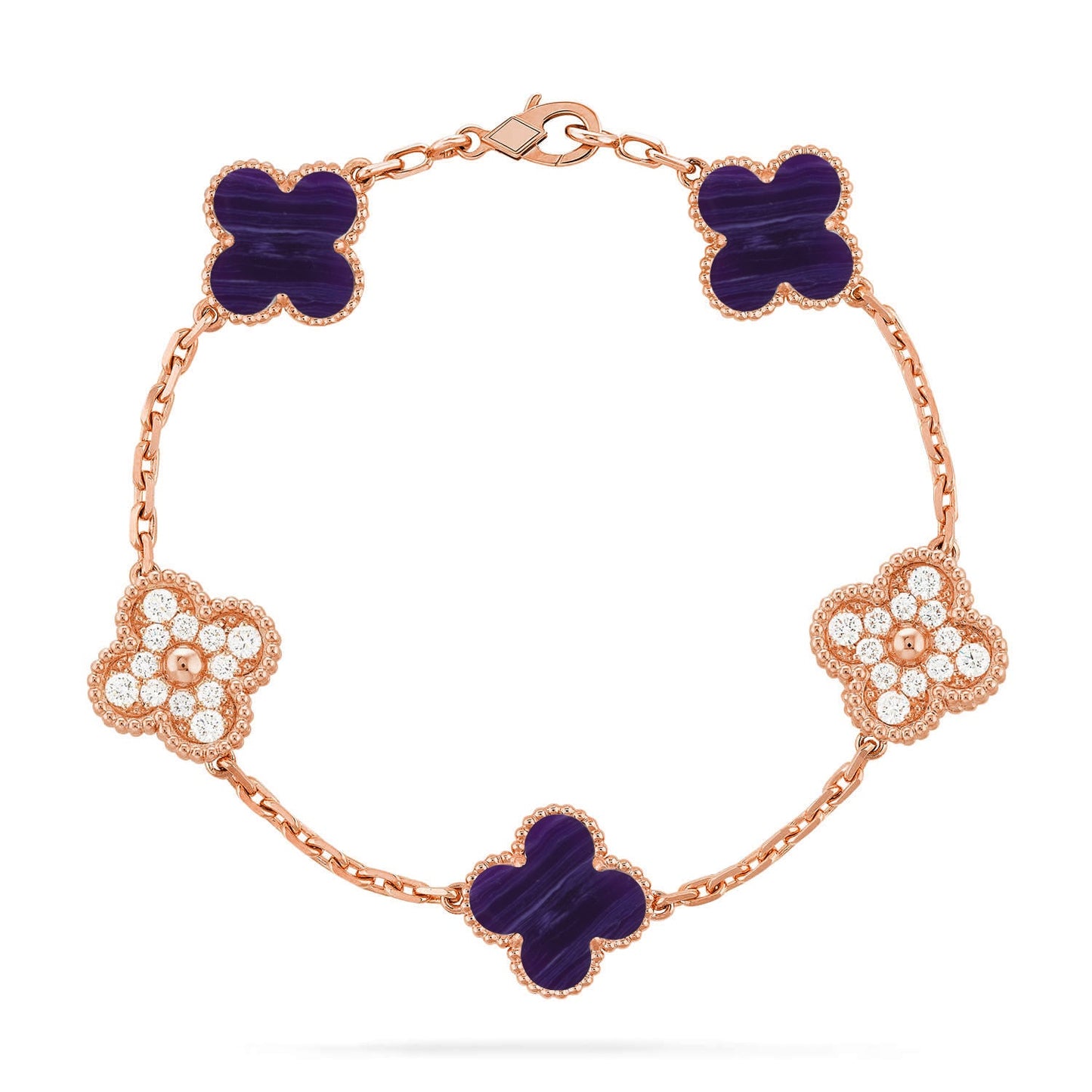 [CharmAmor] CLOVER 5 MOTIF PURPLE STRIPES BRACELET COLLECTION