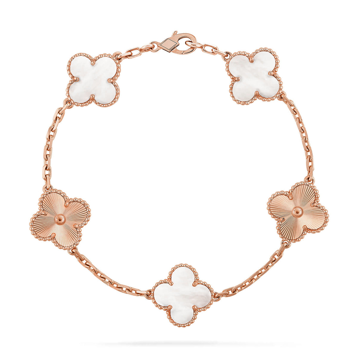 [CharmAmor] CLOVER WHITE PEARL MOP 5 MOTIF BRACELET COLLECTION