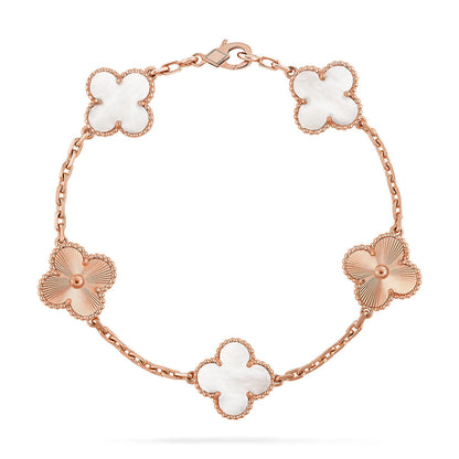 [CharmAmor] CLOVER WHITE PEARL MOP 5 MOTIF BRACELET COLLECTION