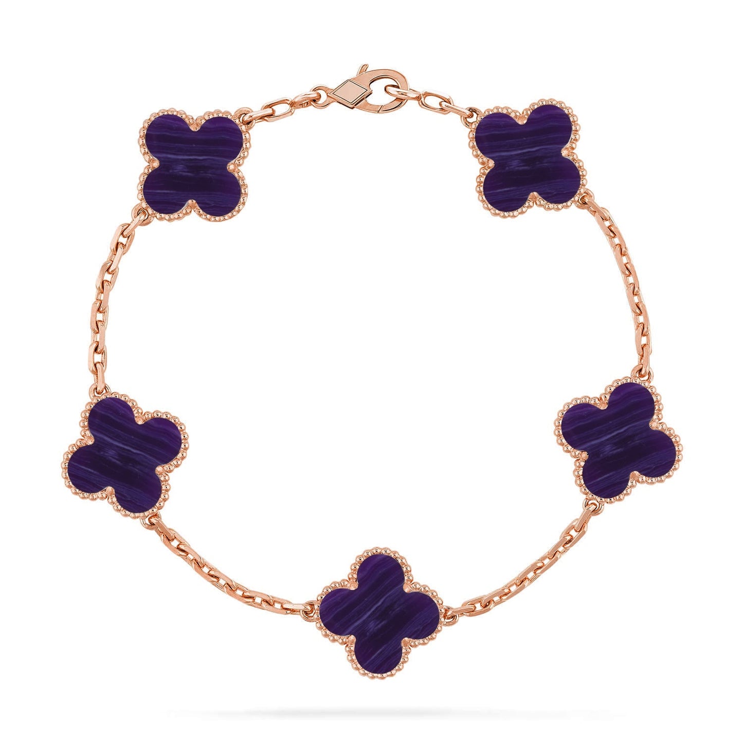 [CharmAmor] CLOVER 5 MOTIF PURPLE STRIPES BRACELET COLLECTION