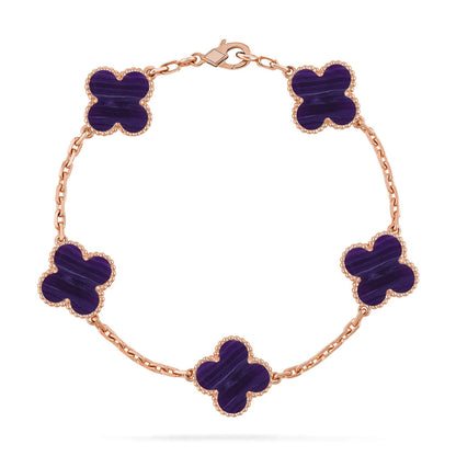 [CharmAmor] CLOVER 5 MOTIF PURPLE STRIPES BRACELET COLLECTION