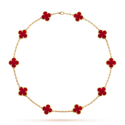 [CharmAmor]CLOVER 10 MOTIFS CARNELIAN NECKLACE