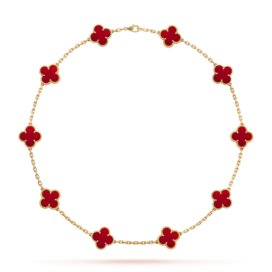 [CharmAmor]CLOVER 10 MOTIFS CARNELIAN NECKLACE