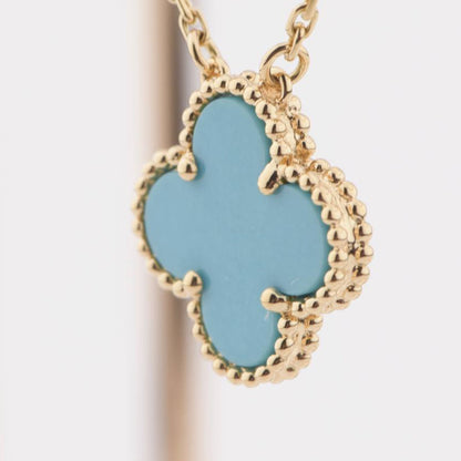 [CharmAmor]CLOVER 15MM VINTAGE TURQUOISE NECKLACE