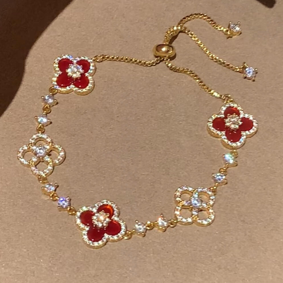 [CharmAmor]CLOVER 5 MOTIF PINK BLUE RED WHITE BRACELET