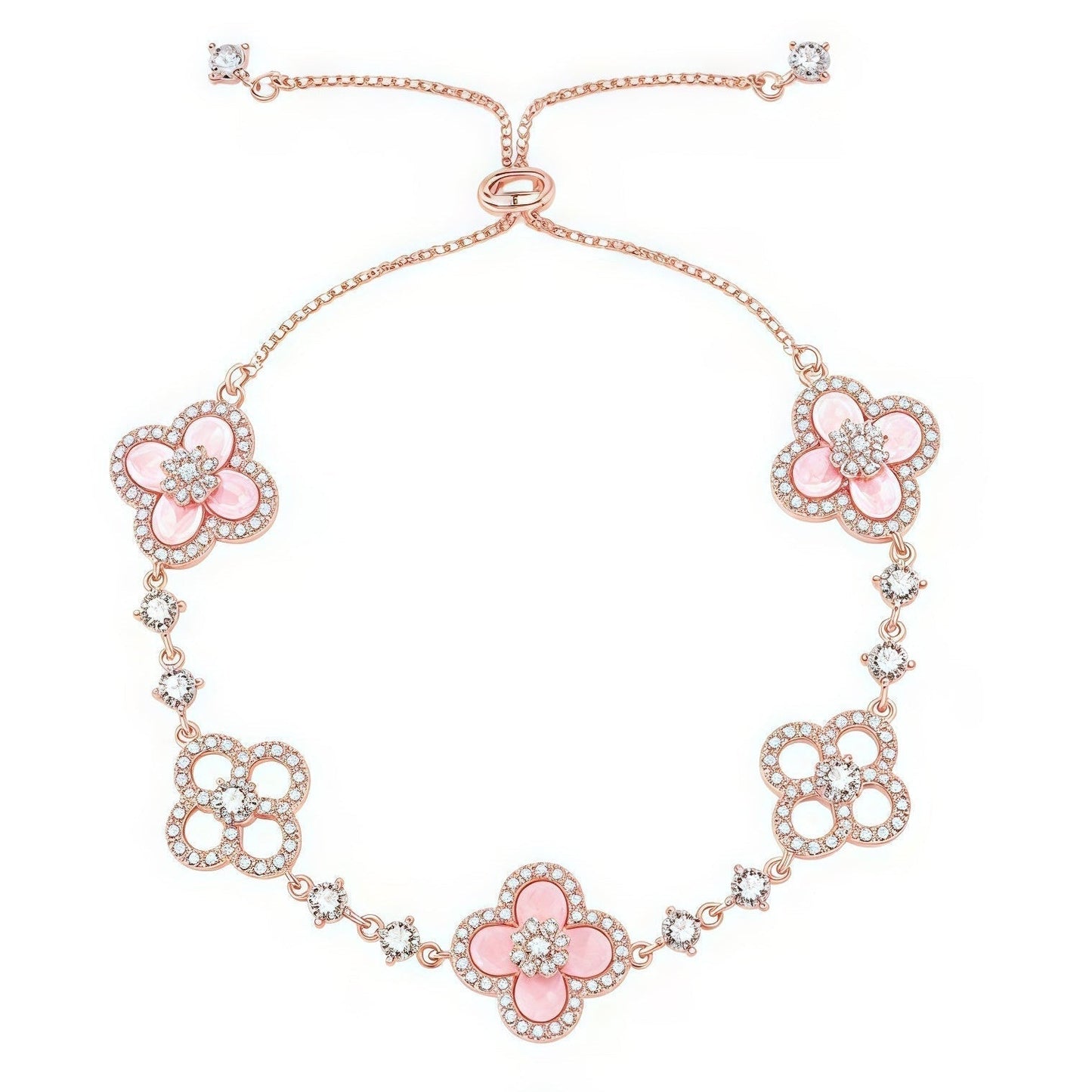 [CharmAmor]CLOVER 5 MOTIF PINK BLUE RED WHITE BRACELET