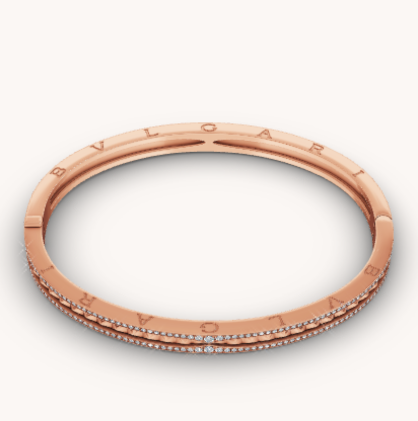 [CharmAmor]ZERO 1 SPIRAL AND PAVED DIAMOND PINK GOLD BRACELET