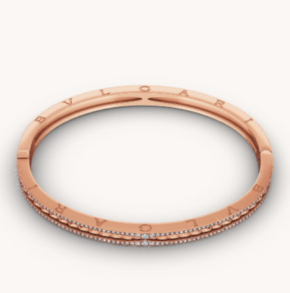 [CharmAmor]ZERO 1 SPIRAL AND PAVED DIAMOND PINK GOLD BRACELET