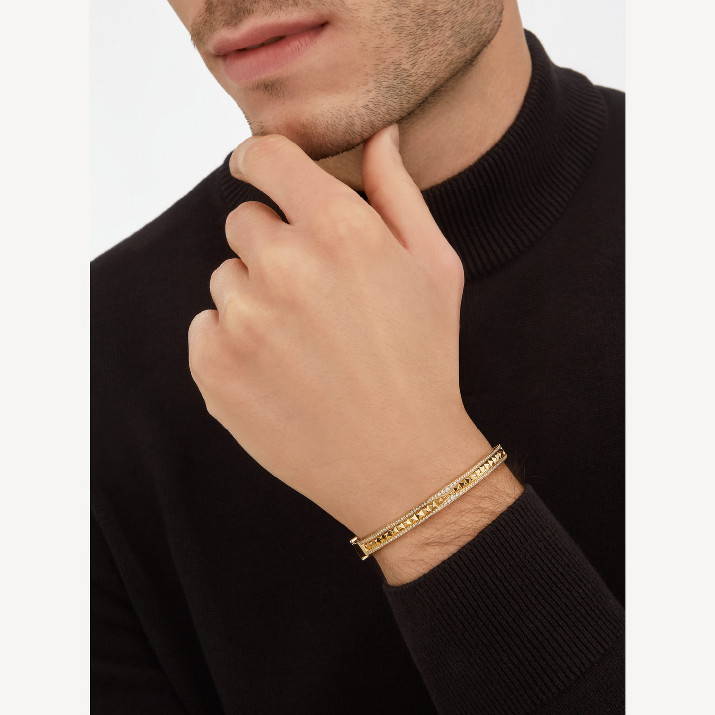 [CharmAmor]ZERO 1 SPIRAL AND PAVED DIAMOND GOLD BRACELET