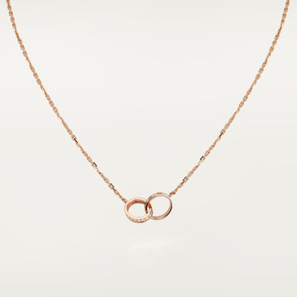 [CharmAmor]LOVE DOUBLE RING HALF DIAMOND NECKLACE