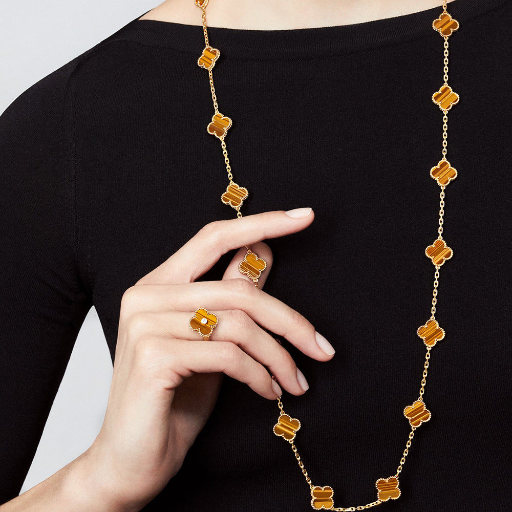 [CharmAmor]CLOVER 20 MOTIFS TIGER EYE ROSE GOLD