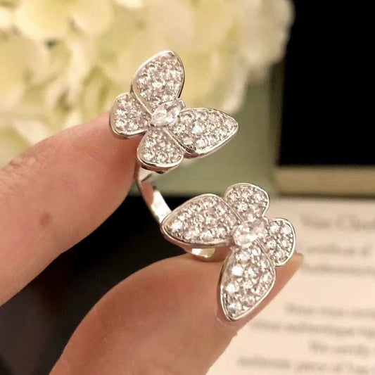 [CharmAmor]TWIN SILVER BUTTERFLY DIAMOND RING