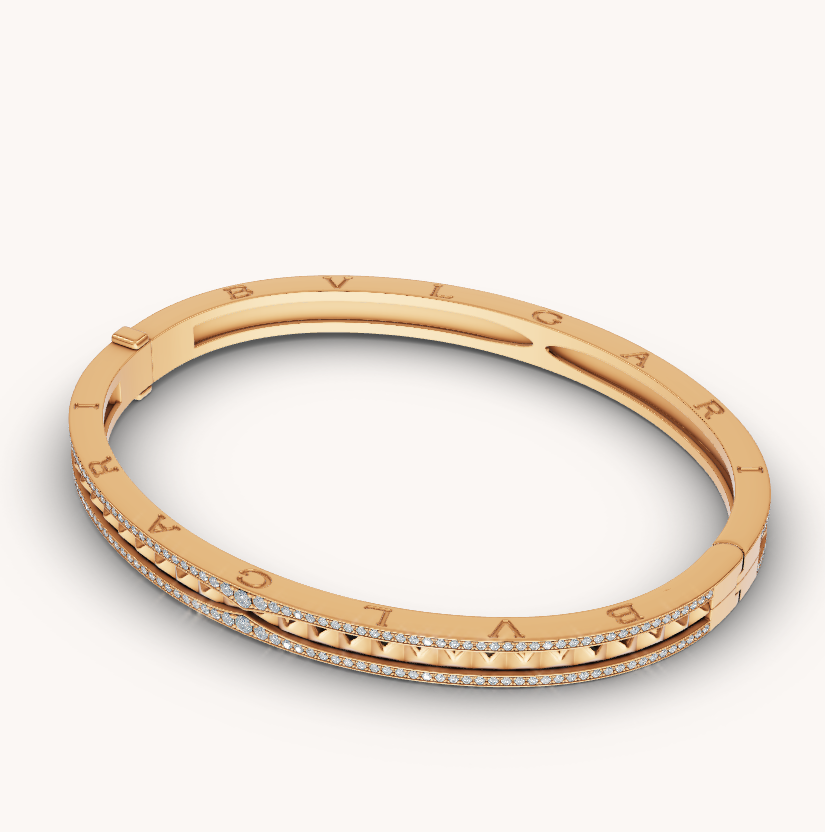 [CharmAmor]ZERO 1 SPIRAL AND PAVED DIAMOND GOLD BRACELET