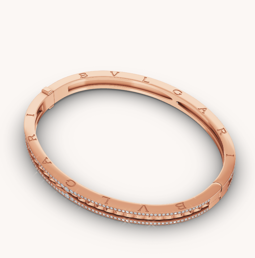 [CharmAmor]ZERO 1 SPIRAL AND PAVED DIAMOND PINK GOLD BRACELET