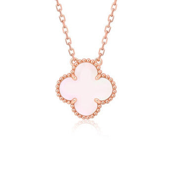 [CharmAmor]CLOVER 15MM PINK MOTHER-OF-PEARL SINGLE FLOWER NECKLACE