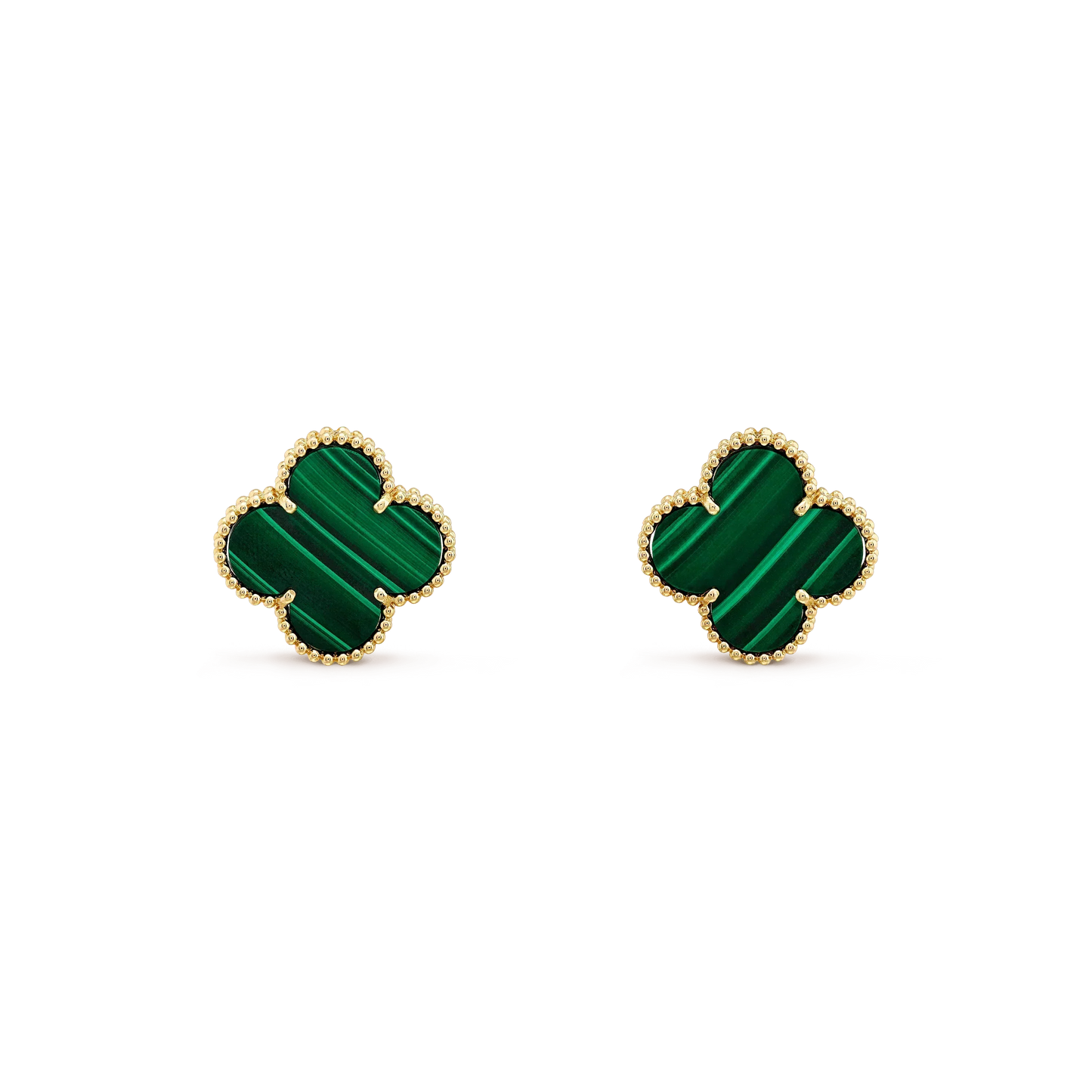[CharmAmor]CLOVER MINI 9.5MM MALACHITE  EARRINGS