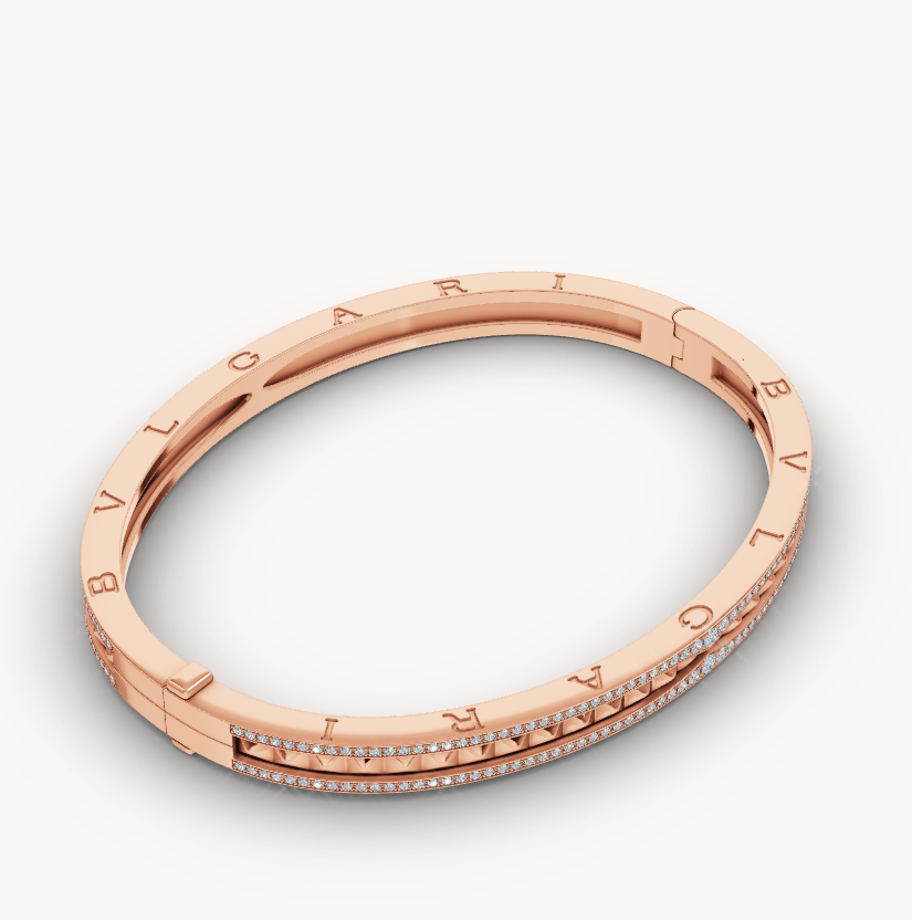 [CharmAmor]ZERO 1 SPIRAL AND PAVED DIAMOND PINK GOLD BRACELET