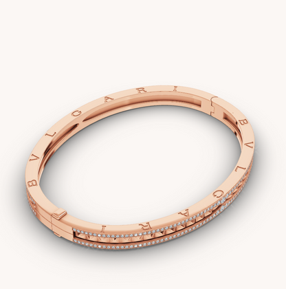[CharmAmor]ZERO 1 SPIRAL AND PAVED DIAMOND PINK GOLD BRACELET