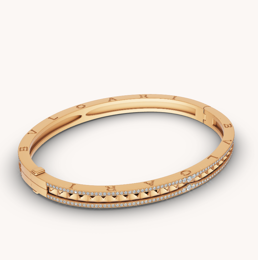 [CharmAmor]ZERO 1 SPIRAL AND PAVED DIAMOND GOLD BRACELET