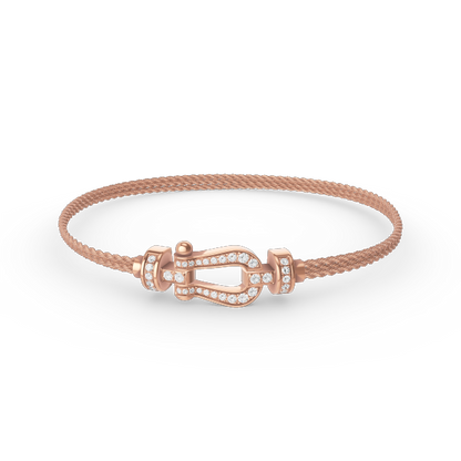 [CharmAmor]FORCE SMALL HORSESHOE  DIAMOND CHAIN ROPE BRACELET