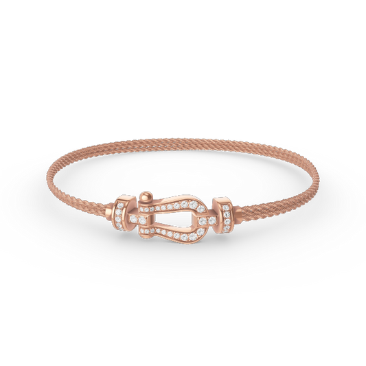[CharmAmor]FORCE SMALL HORSESHOE  DIAMOND CHAIN ROPE BRACELET