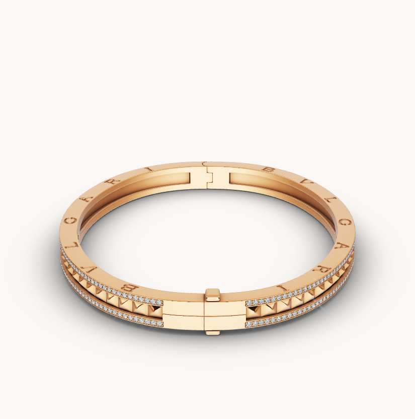 [CharmAmor]ZERO 1 SPIRAL AND PAVED DIAMOND GOLD BRACELET
