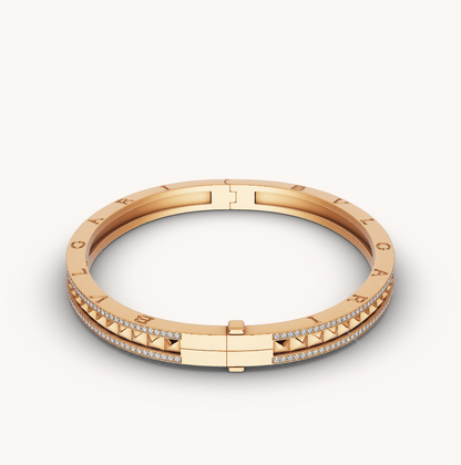 [CharmAmor]ZERO 1 SPIRAL AND PAVED DIAMOND GOLD BRACELET