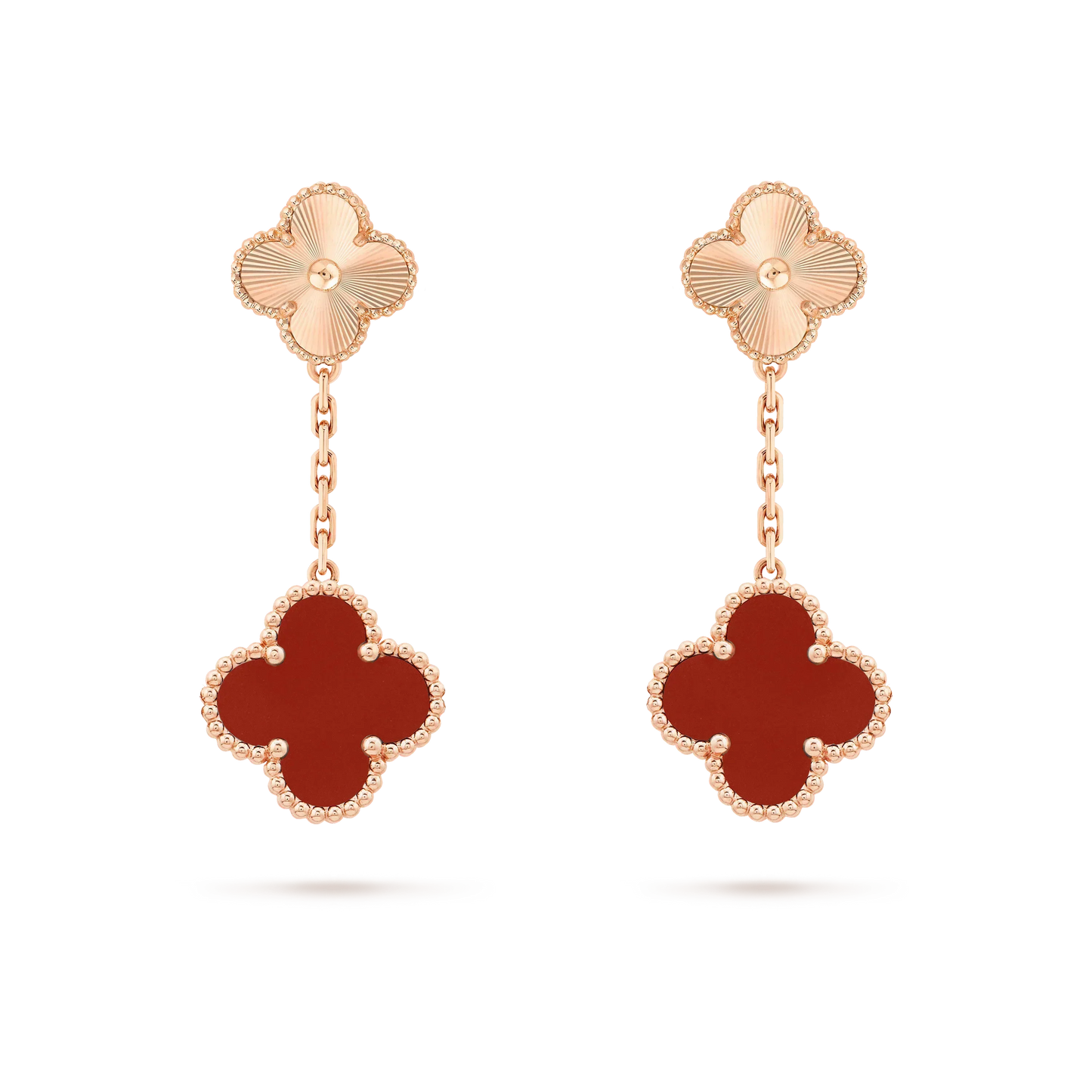 [CharmAmor]CLOVER 2 MOTIF  LASER CARNELIAN EARRINGS
