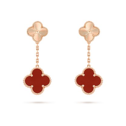 [CharmAmor]CLOVER 2 MOTIF  LASER CARNELIAN EARRINGS