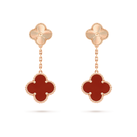 [CharmAmor]CLOVER 2 MOTIF  LASER CARNELIAN EARRINGS