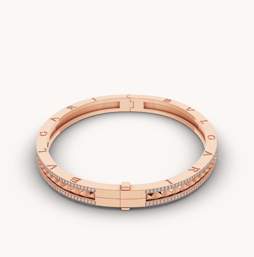 [CharmAmor]ZERO 1 SPIRAL AND PAVED DIAMOND PINK GOLD BRACELET