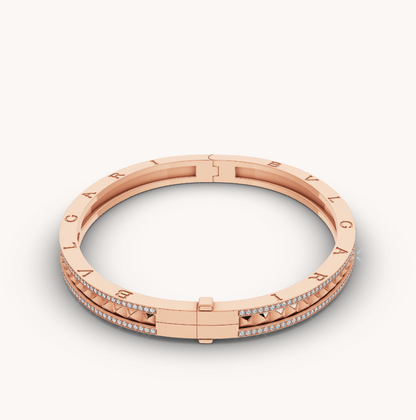 [CharmAmor]ZERO 1 SPIRAL AND PAVED DIAMOND PINK GOLD BRACELET